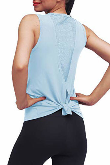 GetUSCart- Mippo Cute Workout Tank Tops for Women Sleeveless Workout  Clothes Open Back Work Out Shirts Woman Gym Yoga Shirts Muscle Tank  Athletic Running Tank Tops Summer Tops for Women Light Blue
