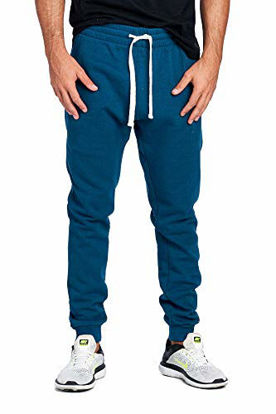Picture of ProGo Men's Casual Jogger Sweatpants Basic Fleece Marled Jogger Pant Elastic Waist (Medium, Midnight)