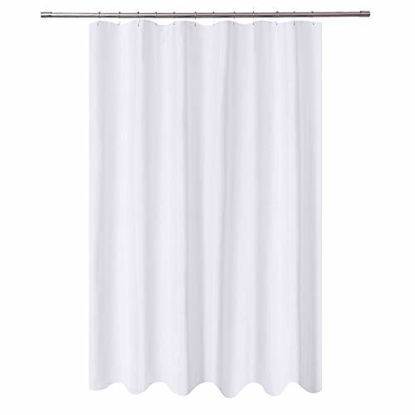 Picture of N&Y HOME Extra Long Shower Curtain Liner Fabric 72 x 96 inches, Hotel Quality, Washable, Water Repellent, White Spa Bathroom Curtains with Grommets, 72x96