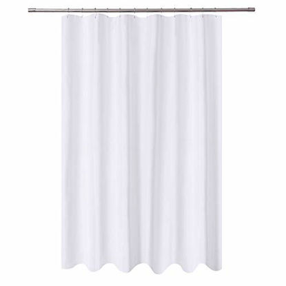 Picture of N&Y HOME Extra Long Shower Curtain Liner Fabric 72 x 96 inches, Hotel Quality, Washable, Water Repellent, White Spa Bathroom Curtains with Grommets, 72x96