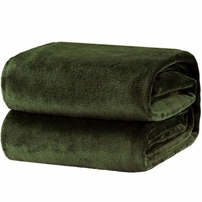 Picture of Bedsure Fleece Blanket Throw Size Olive Green Lightweight Super Soft Cozy Luxury Bed Blanket Microfiber