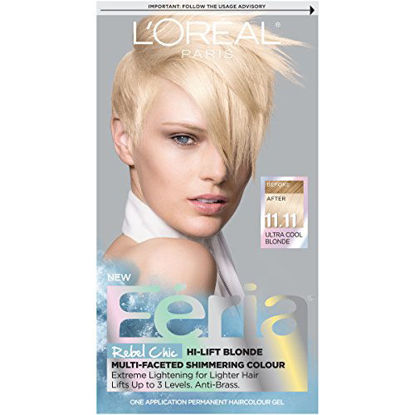 Picture of L'Oreal Paris Feria Multi-Faceted Shimmering Permanent Hair Color, 11.11 Icy Blonde (Ultra Cool Blonde), Pack of 1, Hair Dye