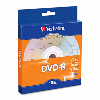 Picture of Verbatim DVD-R 4.7GB 16x Recordable Media Disc - 10 Disc Box, Blue/Orange - 97957