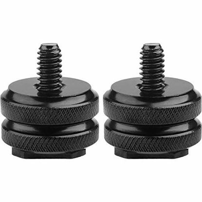 Picture of Camera Hot Shoe Mount to 1/4"-20 Tripod Screw Adapter Flash Shoe Mount for DSLR Camera Rig (Pack of 2)