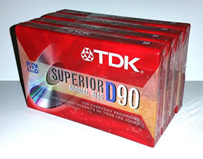 Picture of TDK Superior Normal Bias D90 IEC I / Type I For Everyday Recording Audio Cassette Tapes - 4 Pack