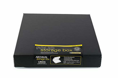 Picture of Lineco Folio Storage Box. Archival Clamshell with Metal Edge Boxboard, 11 x 14 x 1.75 Inches, Longevity Organize and Store Photos Documents Craft Cards Magazine Prints Wedding Dresses DIY, Black