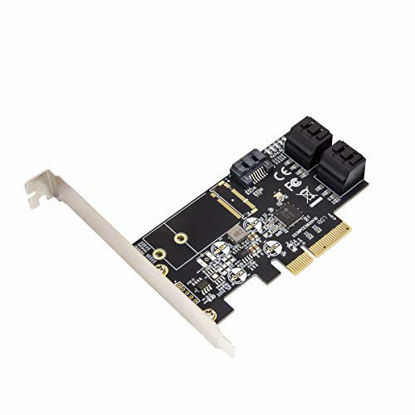Picture of IO CREST Internal 5 Port Non-Raid SATA III 6GB/S Pci-E X4 Controller Card for Desktop PC Support SSD and HDD with Low Profile Bracket. JMB585 Chipset SI-PEX40139