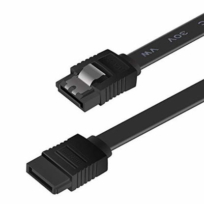 Picture of SATA Cable III, BENFEI SATA Cable III 6Gbps Straight HDD SDD Data Cable with Locking Latch 18 Inch Compatible for SATA HDD, SSD, CD Driver, CD Writer - Black