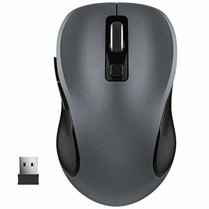 Picture of WisFox 2.4G Wireless Mouse for Laptop, Ergonomic Computer Mouse with USB Receiver and 3 Adjustable Levels, 6 Button Cordless Mouse Wireless Mice for Windows Mac PC Notebook (Grey)