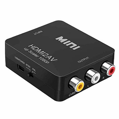 Picture of HDMI to RCA, 1080p HDMI to AV 3RCA CVBs Composite Video Audio Converter Adapter Supports PAL/ NTSC for TV Stick, Roku, Chromecast, Apple TV, PC, Laptop, Xbox, HDTV, DVD-Black