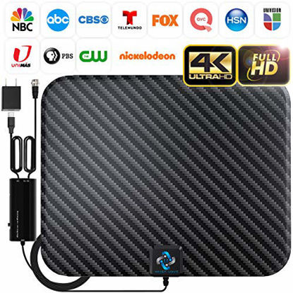 Picture of Amplified HD Digital TV Antenna Long 250 Miles Range - Support 4K 1080p and All TV's - Indoor Smart Switch Amplifier Signal Booster