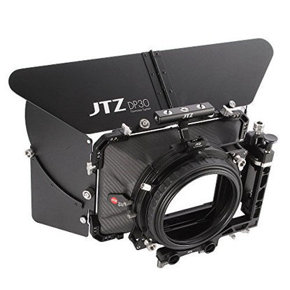 Picture of JTZ DP30 Cine Carbon Fiber 4x5.65 Inch Swing-Away Matte Box w/ 15mm / 19mm Rod Rail + Top Handle for Sony FS5 FS7 ARRI RED Canon C100 C200 C300 BMD Blackmagic BMPCC BMCC Pocket Cinema Panasonic Camera