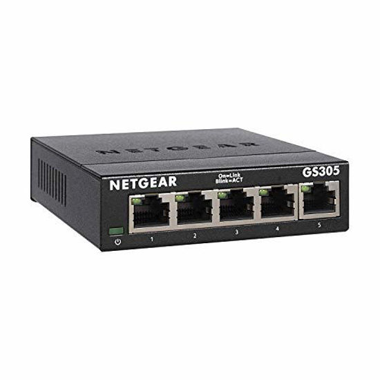 Picture of NETGEAR 5-Port Gigabit Ethernet Unmanaged Switch (GS305) - Home Network Hub, Office Ethernet Splitter, Plug-and-Play, Fanless Metal Housing, Desktop or Wall Mount
