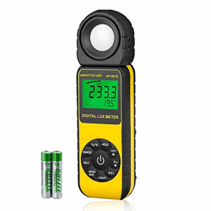 Picture of Light meter AP-881E light meter for plants Illuminance meter Lux meters with Display 3999(Range from 1300,000Lux), Unit Lux/Fc, MAX/MIN,Back Light,Data Hold,Data Storage