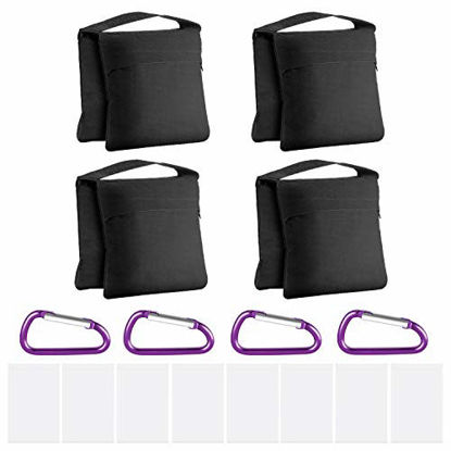 Picture of Neewer 4-Pack Photography Sandbag Sand Bags Saddlebag Design 4 Weight Bags for Photo Video Studio Stand Backyard Outdoor Patio Sports, Transparent PP Bag and Clips Included (Black)