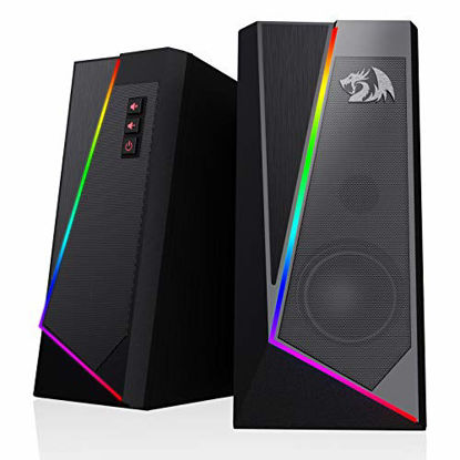 Picture of Redragon GS520 Anvil RGB Desktop Speakers, 2.0 Channel PC Computer Stereo Speaker with 6 Colorful LED Modes, Enhanced Bass and Easy-Access Volume Control, USB Powered w/ 3.5mm Cable