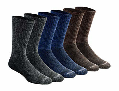 Picture of Dickies Men's Dri-tech Moisture Control Crew Socks Multipack, Grey/Blue/Brown (6 Pairs), Shoe Size: 6-12