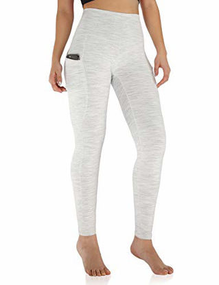 Picture of ODODOS Women's High Waisted Yoga Leggings with Pocket, Workout Sports Running Athletic Leggings with Pocket, Full-Length, Jaquard White, X-Large