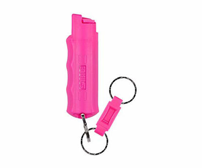 Picture of SABRE RED Pepper Spray Keychain with Quick Release for Easy Access - Max Police Strength OC Spray, Finger Grip for Accurate Aim, 10-Foot (3M) Range, 25 Bursts (5x Other Brands) - Practice Spray Option