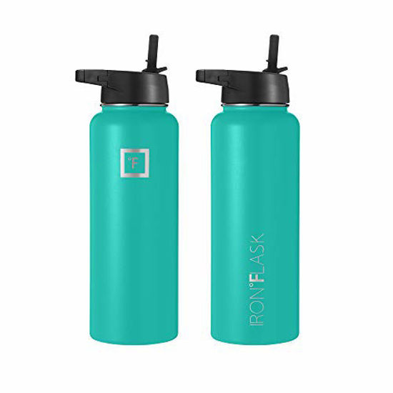 GetUSCart Iron Flask Sports Water Bottle 40 Oz, 3 Lids (Straw Lid