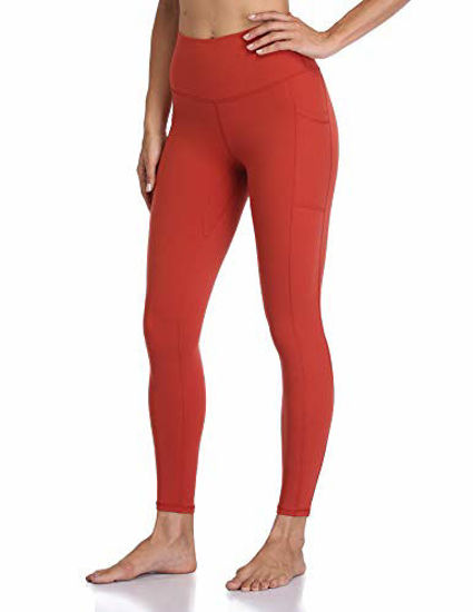 Picture of Colorfulkoala Women's High Waisted Yoga Pants 7/8 Length Leggings with Pockets (S, Orange)