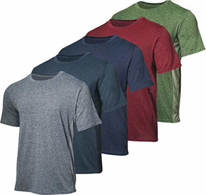 Picture of Men's Quick Dry Fit Dri-Fit Short Sleeve Active Wear Training Athletic Essentials Crew T-Shirt Fitness Gym Wicking Tee Workout Casual Sports Running Undershirt Top - 5 Pack,-Set 12,XXL