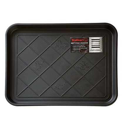 Picture of Stalwart 75-ST6013 All Weather Boot Tray-Water Resistant Plastic Utility Shoe Mat for Indoor and Outdoor Use in All Seasons (Black), Small