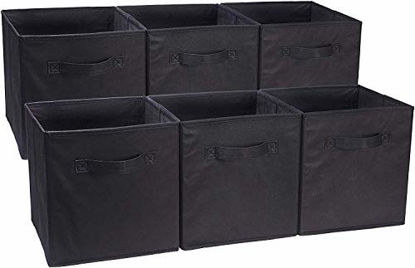 Picture of Amazon Basics Collapsible Fabric Storage Cubes Organizer with Handles, Black - Pack of 6