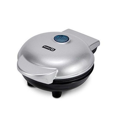 Picture of Dash Mini Maker Portable Grill Machine + Panini Press for Gourmet Burgers, Sandwiches, Chicken + Other On the Go Breakfast, Lunch, or Snacks with Recipe Guide - Silver