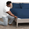 Picture of Bare Home Fitted Bottom Sheet Queen - Premium 1800 Ultra-Soft Wrinkle Resistant Microfiber - Hypoallergenic - Deep Pocket (Queen, Dark Blue)
