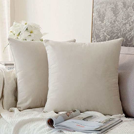 Picture of MIULEE Pack of 2, Velvet Soft Solid Decorative Square Throw Pillow Covers Set Cushion Cases Pillowcases for Couch Sofa Bedroom Car18 x 18 inch 45 x 45cm