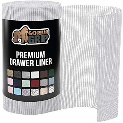 Picture of Gorilla Grip Original Drawer and Shelf Liner, Non Adhesive Roll, 17.5 Inch x 20 FT, Durable and Strong, Grip Liners for Drawers, Shelves, Cabinets, Storage, Kitchen and Desks, Light Gray