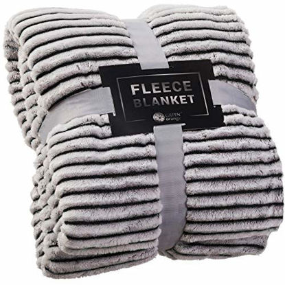 Picture of GREEN ORANGE Fleece Blanket Queen Size - 90x90, Lightweight, Black and White - Soft, Plush, Fluffy, Warm, Cozy - Perfect Full Size Throw for Couch, Bed, Sofa
