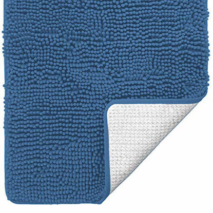 Picture of Gorilla Grip Original Luxury Chenille Bathroom Rug Mat, 70x24, Extra Soft and Absorbent Shaggy Rugs, Machine Wash and Dry, Perfect Plush Carpet Mats for Tub, Shower, and Bath Room, Blue