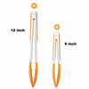 Picture of 9-Inch & 12-Inch Premium Stainless Steel Food Tongs, Orange Silicone BPA Free Non-Stick BBQ Cooking Grilling Locking Kitchen Tong
