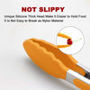 Picture of 9-Inch & 12-Inch Premium Stainless Steel Food Tongs, Orange Silicone BPA Free Non-Stick BBQ Cooking Grilling Locking Kitchen Tong