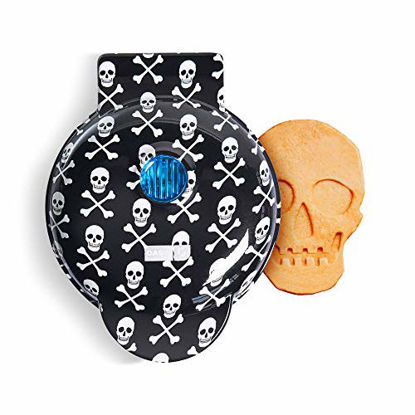 Picture of Dash DMWS100SP Machine for Individual, Paninis, Hash Browns, & other Mini waffle maker, 4 inch, Black Skull