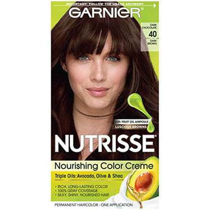 Picture of Garnier Nutrisse Nourishing Hair Color Creme, 40 Dark Brown (Dark Chocolate) (Packaging May Vary)
