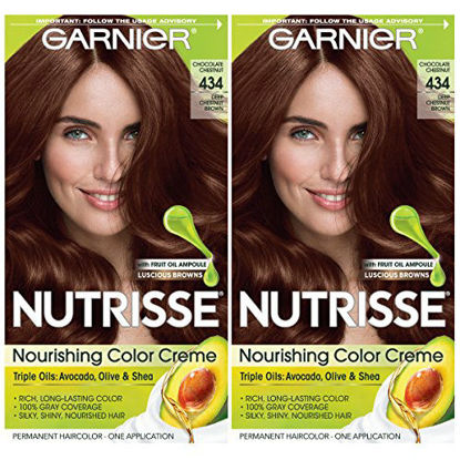 Picture of Garnier Hair Color Nutrisse Nourishing Creme, 434 Deep Chestnut Brown (Chocolate Chestnut), 2 Count