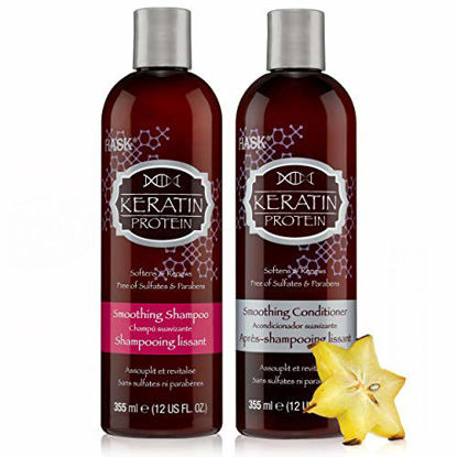 Picture of HASK KERATIN PROTEIN Shampoo and Conditioner Set Smoothing for all hair types, color safe, gluten-free, sulfate-free, paraben-free - 1 Shampoo and 1 Conditioner