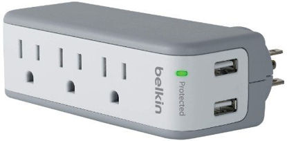 Picture of Belkin 3-Outlet USB Surge Protector, Rotating Plug (918 Joules)