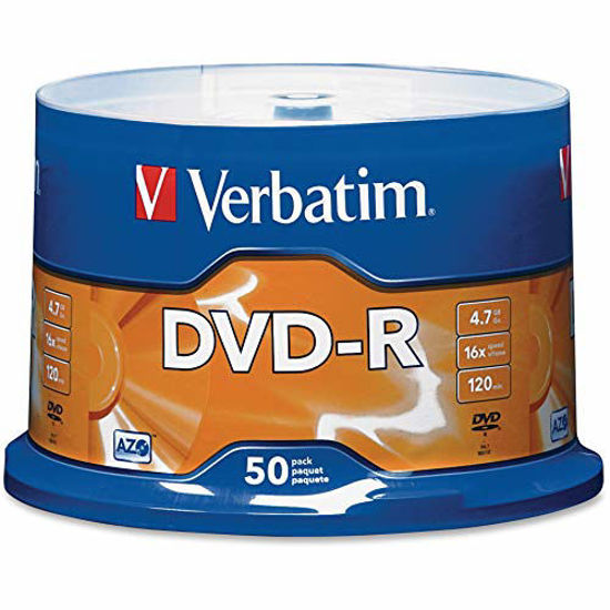 Picture of Verbatim DVD-R 4.7GB 16x AZO Recordable Media Disc - 50 Disc Spindle