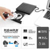 Picture of ROOFULL Premium External CD DVD Drive USB 3.0 Protable USB CD DVD ROM +/-RW Optical Player Drive Reader Writer Burner for Windows 10 Laptop and Desktop, Linux PC, MacBook Pro/Air, iMac, Black