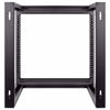 Picture of NavePoint 9U Wall Mount IT Open Frame 19 Inch Rack with Swing Out Hinged Gate Black