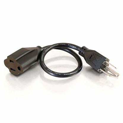 Picture of C2G Short 1ft Extension Cord - Works for Devices Up to 10 Amps - Perfect for Low Amp Electronics & Tools - Light & Flexible 18 AWG Cable - 03137 Black