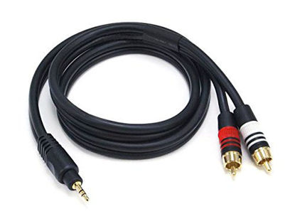Picture of Monoprice 105597 3-Feet Premium Stereo Male to 2RCA Male 22AWG Cable - Black