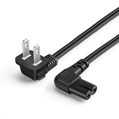 Picture of CableCreation 10 Feet 18 AWG Angled 2-Slot Non-Polarized Angle Power Cord (IEC320 C7 to Nema 1-15P), 3M / Black