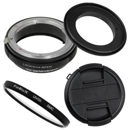Picture of Fotodiox RB2A 67mm Macro Reverse Ring Kit with G and DX Type Lens Aperture Control, 52mm Lens Cap and 52mm UV Protector fits Nikon D1, D1H, D1X, D2H, D2X, D2Hs, D2Xs, D3, D3X, D3s, D4, D100, D200, D300, D300S, D700, D800, D800E, D40, D50, D60, D70, D70S, 