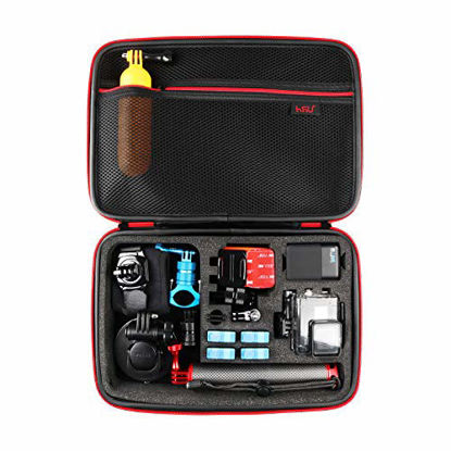 Picture of Large Carrying Case for GoPro Hero 9, (2018), Hero 8, 7 Black,HERO6,5,4,+LCD, Black, Silver, 3+, 3, 2 and Accessories by HSU with Fully Customizable Interior Carry Handle and Carabiner Loop