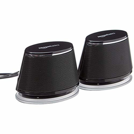 Picture of Amazon Basics USB-Powered PC Computer Speakers with Dynamic Sound | Black